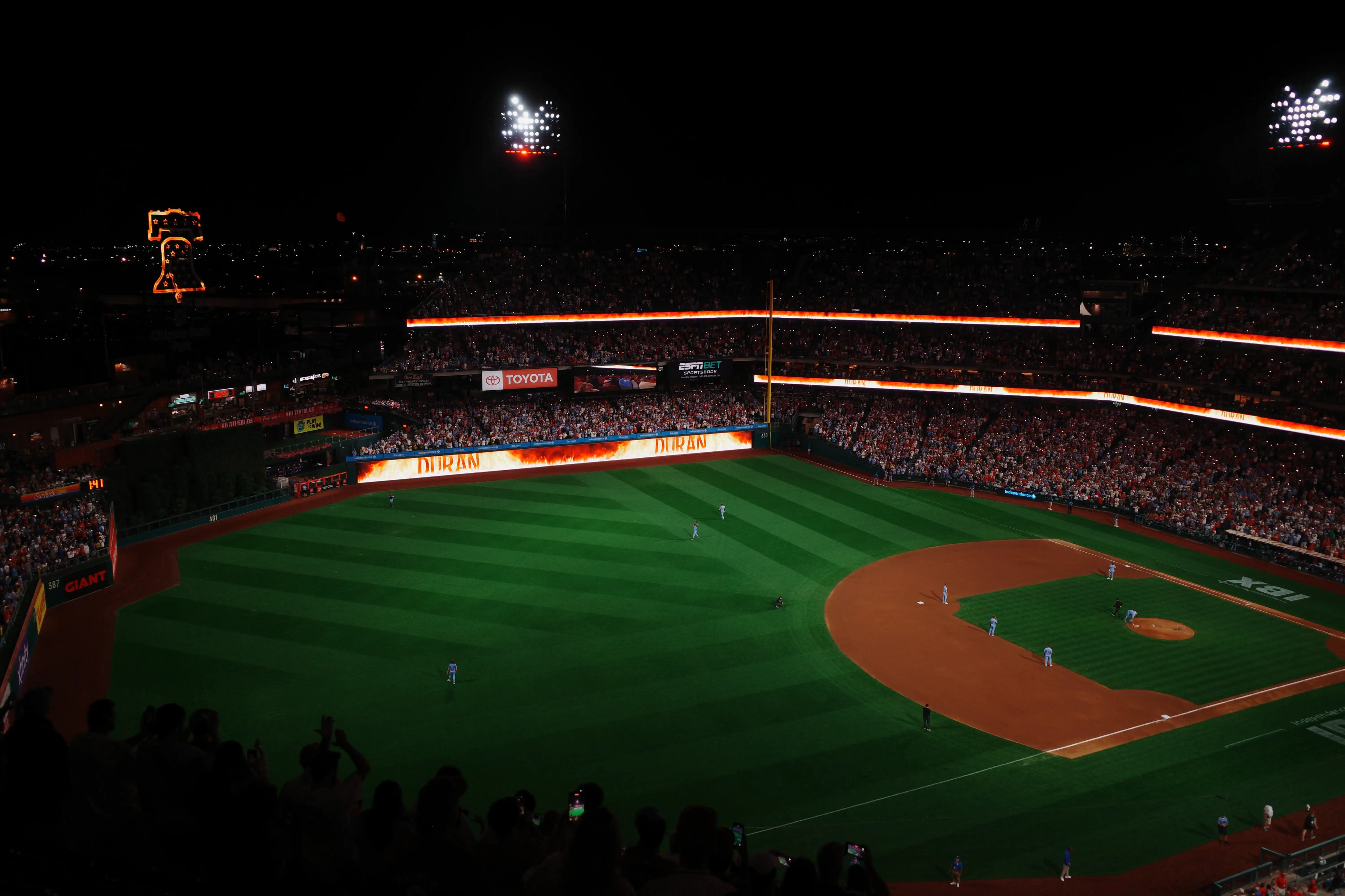 A Phillies night game under the lights at Citizens Bank Park