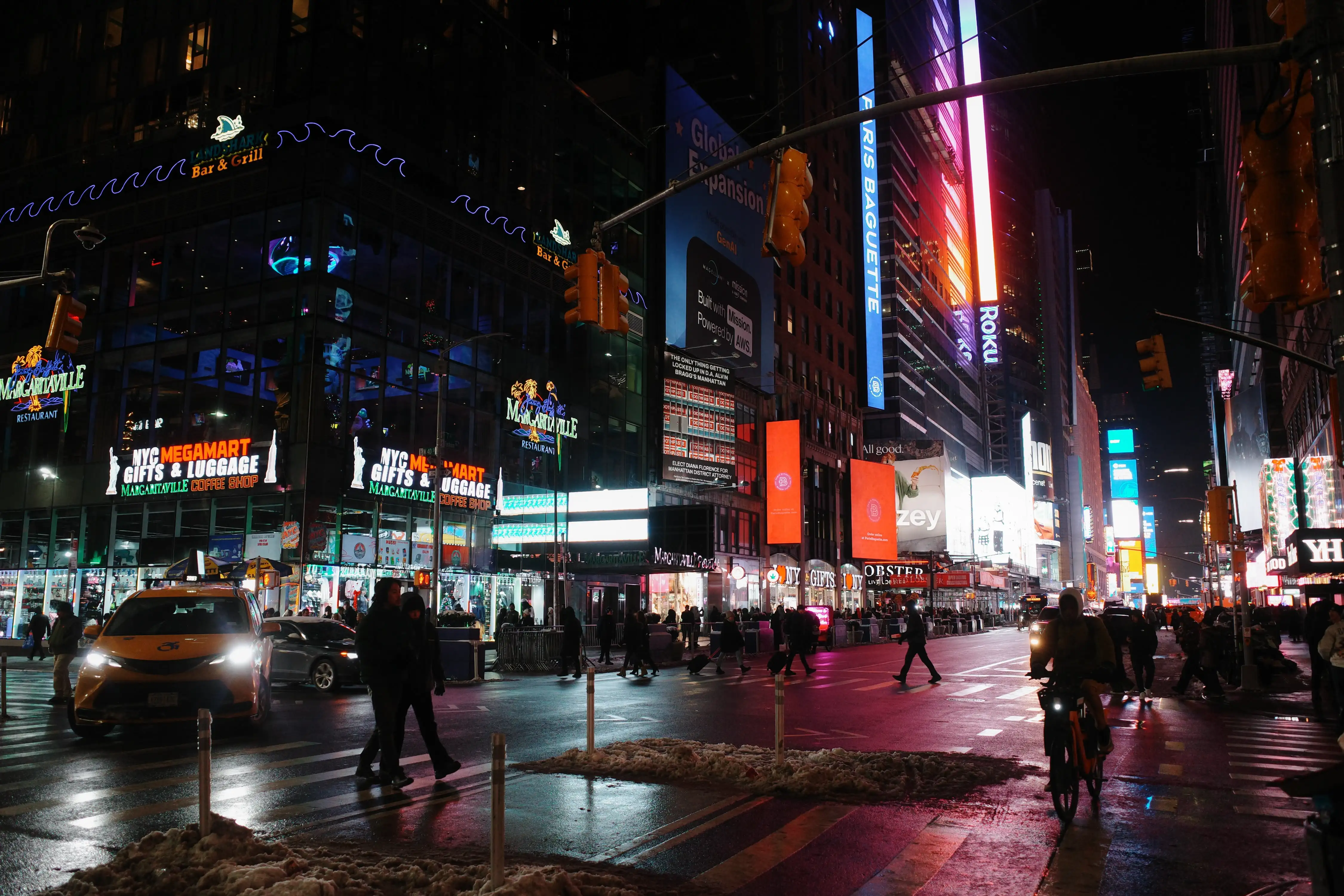 Times Square on a rainy night